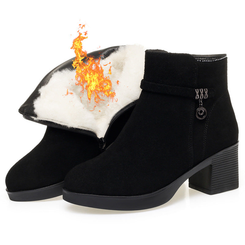 Women's Winter Fleece-lined Thick Soft Short Bottom Snow Boots