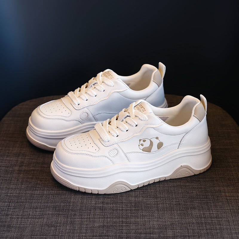 Women's White Spring Genuine Black Panda Platform Women's Casual Shoes