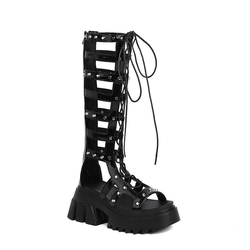 Women's Thick-soled Roman Summer Open Toe High Skinny Personality Heels