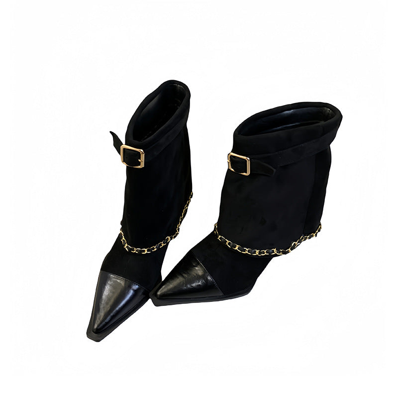 Style Design Thick Ankle Female Suede Mid Short Wide Women's Leather Boots
