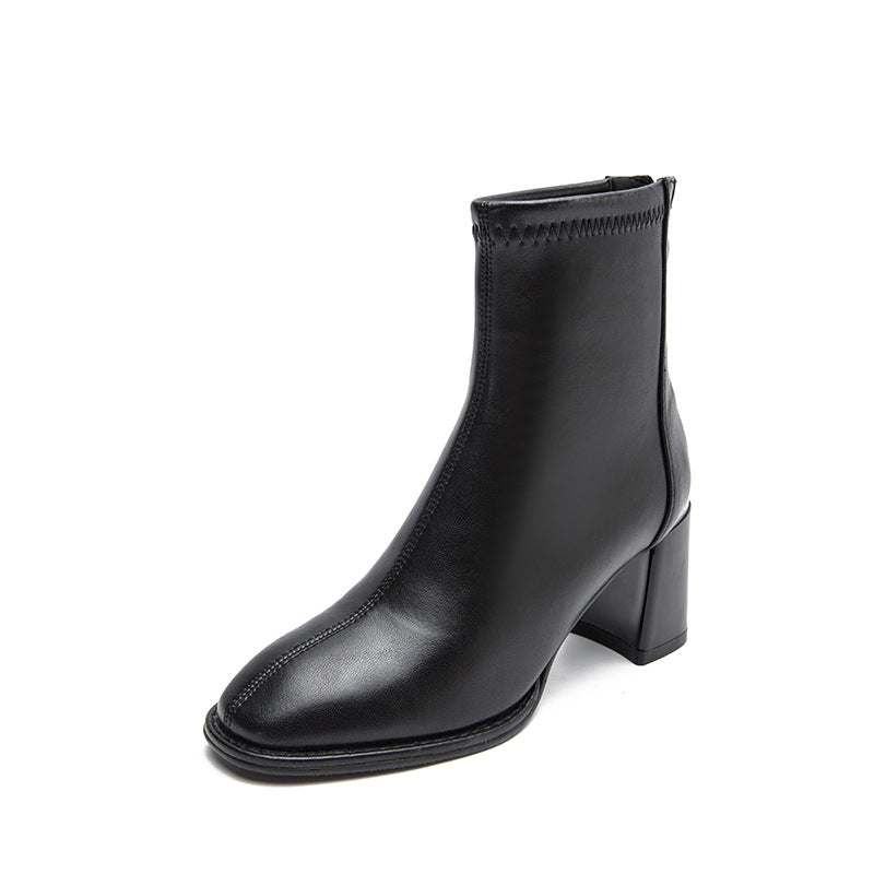 Women's Square Toe Short For Chunky High Boots