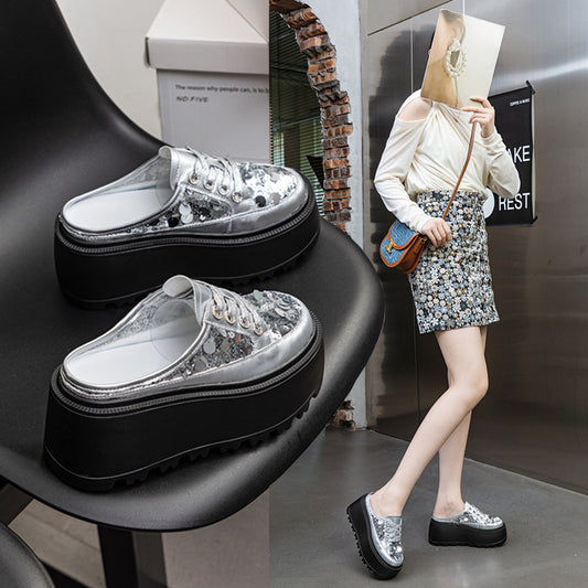 Women's Lazy Pump Summer Wear Platform Increased Height Fixed Slippers