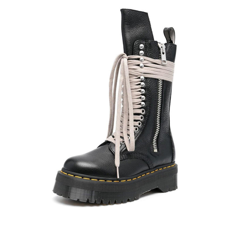 Women's Platform Martin British Thin High-rise Motorcycle Boots