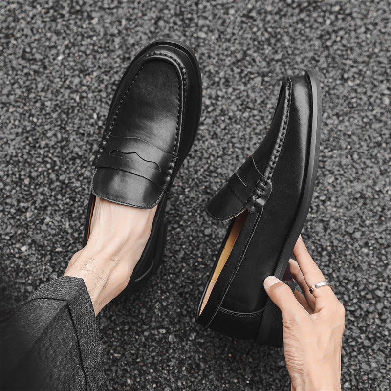 Men's Soft Bottom Early Autumn One Pedal Lazy Men's Casual Leather Shoes