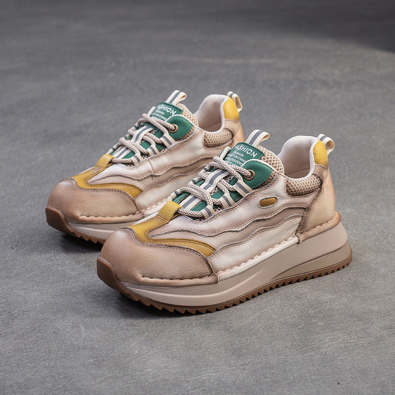 Women's Thick Sole Increased Assorted Colors Retro Pumps Breathable Casual Shoes