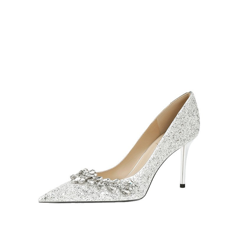 Women's Crystal Bridal Main Dress Beautiful High Heels