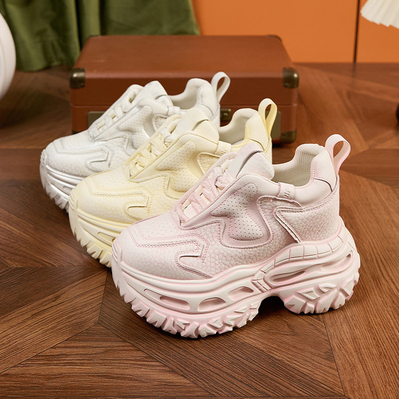 Women's Height Increasing Insole Dad Spring Fashion Brushed Versatile Women's Sports Shoes