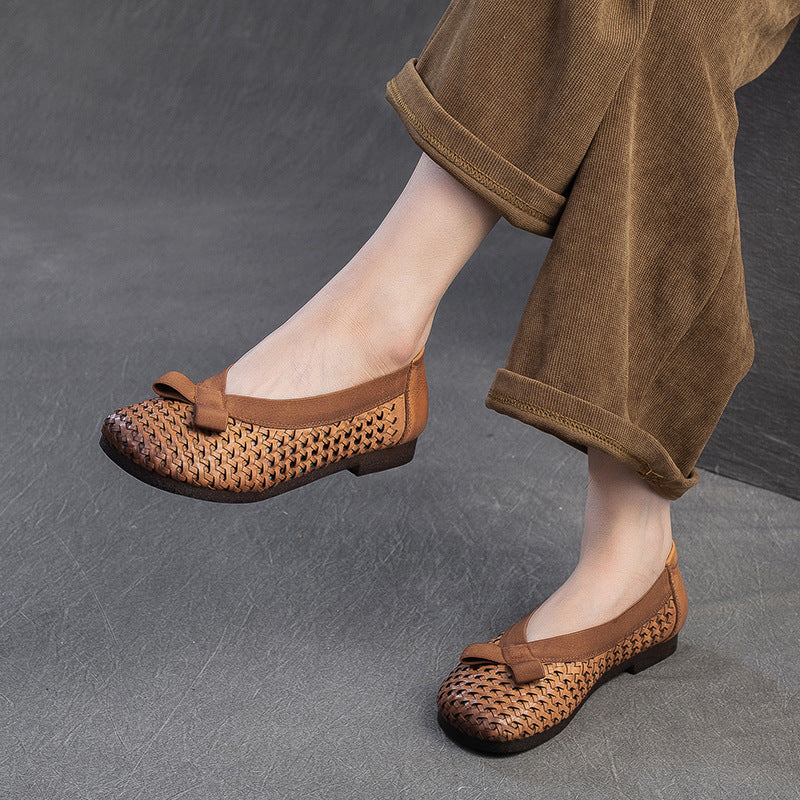 Women's French Flat Hole Mom Extra Large Size Comfortable Men's Shoes
