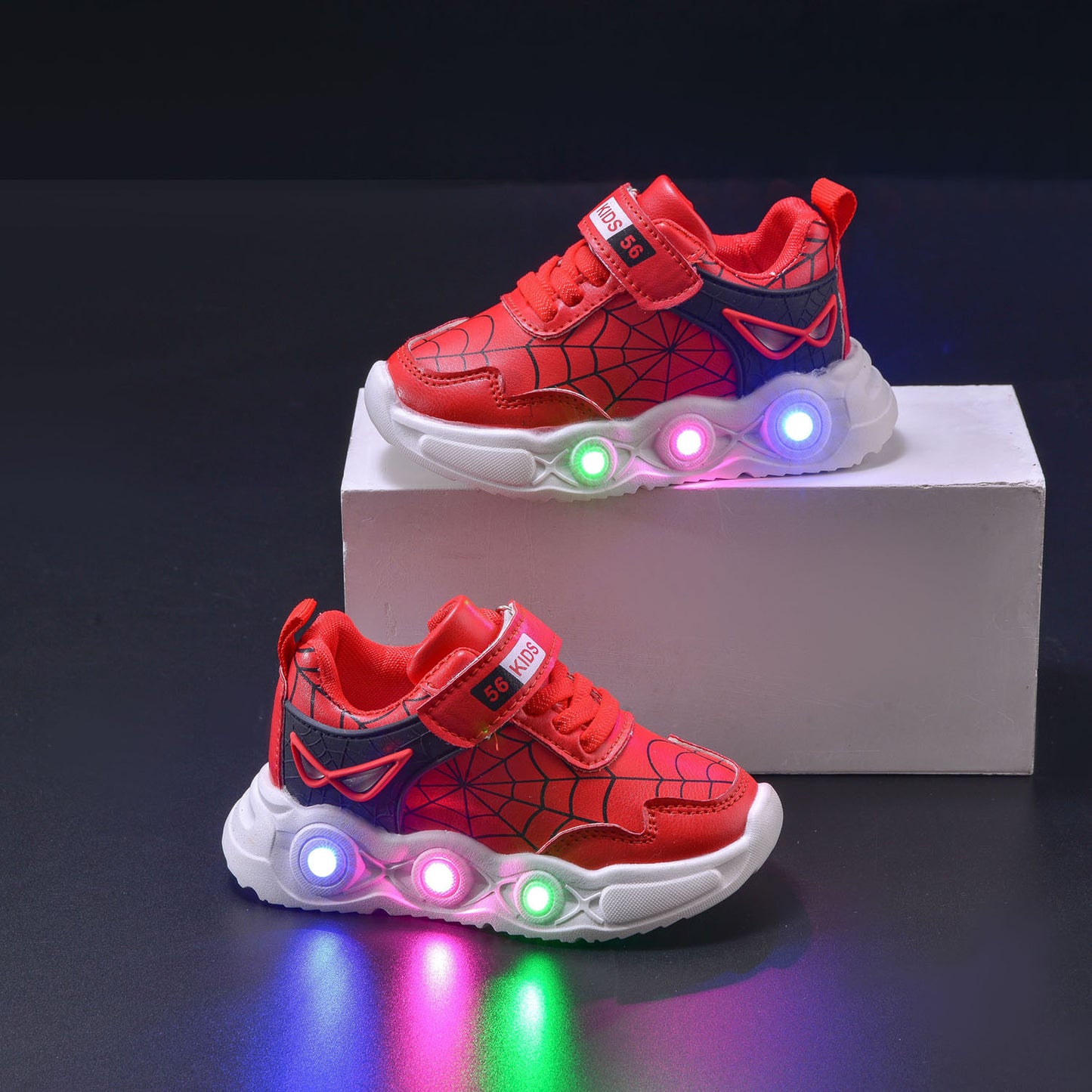 Children's Spider Web Luminous Sports Small Medium Kid's Sneakers