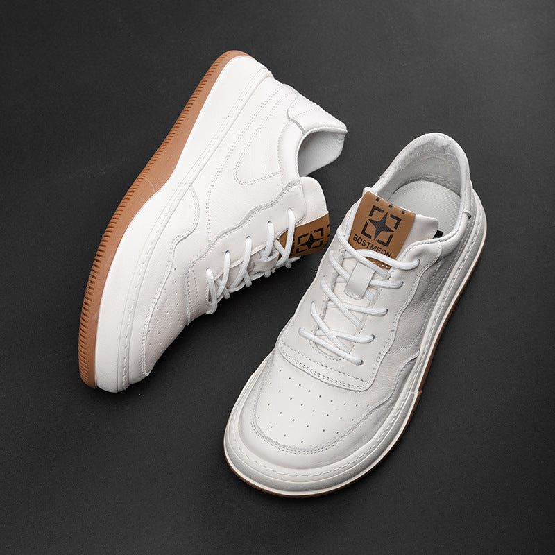 Men's British Style Head Tilt Small Soft Bottom Breathable Autumn Cowhide Men's Board Shoes