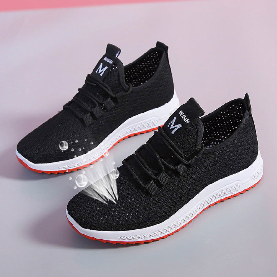 Women's Hollowed Mesh Summer Flat Lace Toe Sneakers