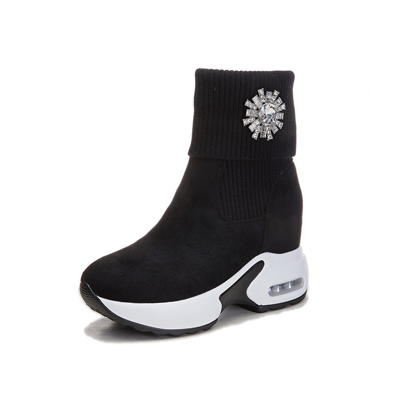 Hight Increasing Martin Female Wool Mouth Stretch Women's Shoes