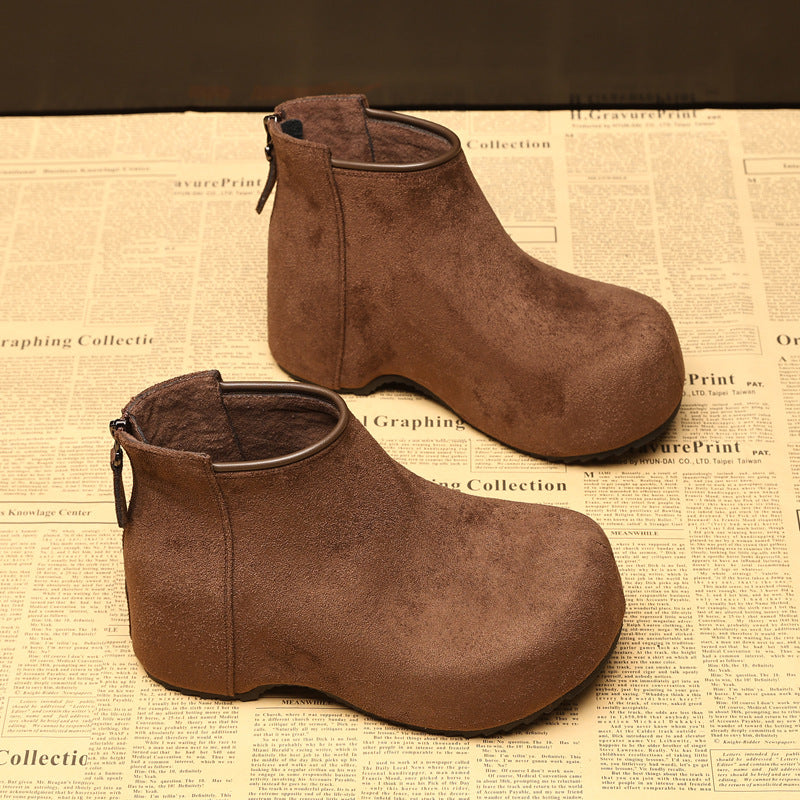 Women's Thick-soled Vintage Fleece-lined Martin Fashionable Ankle Women's Leather Boots
