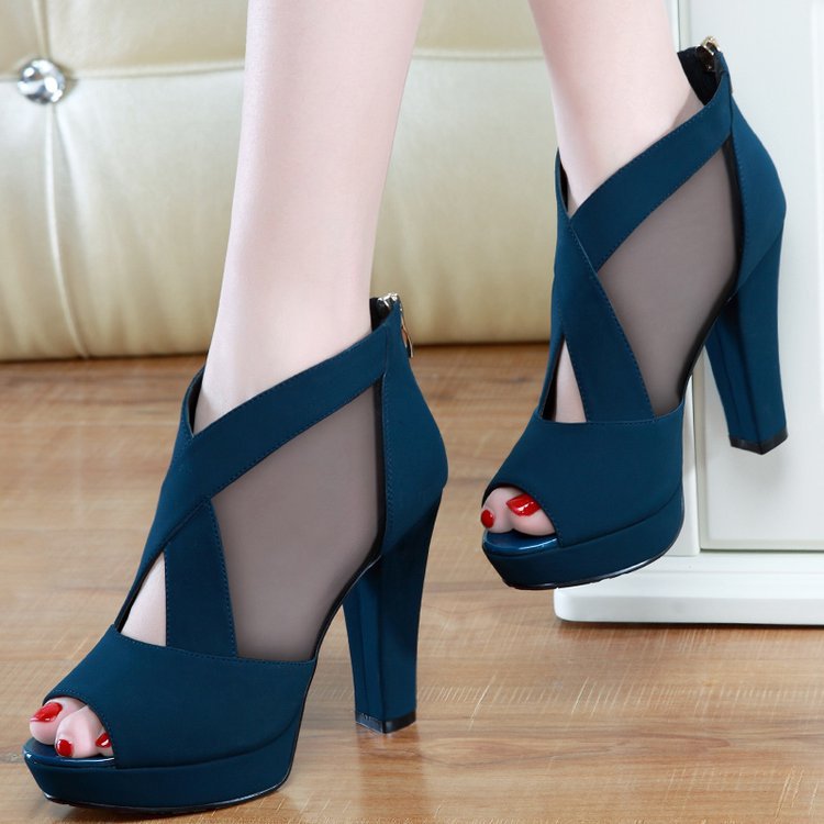 Women's Summer Mesh Breathable High Chunky Peep Flat Sandals