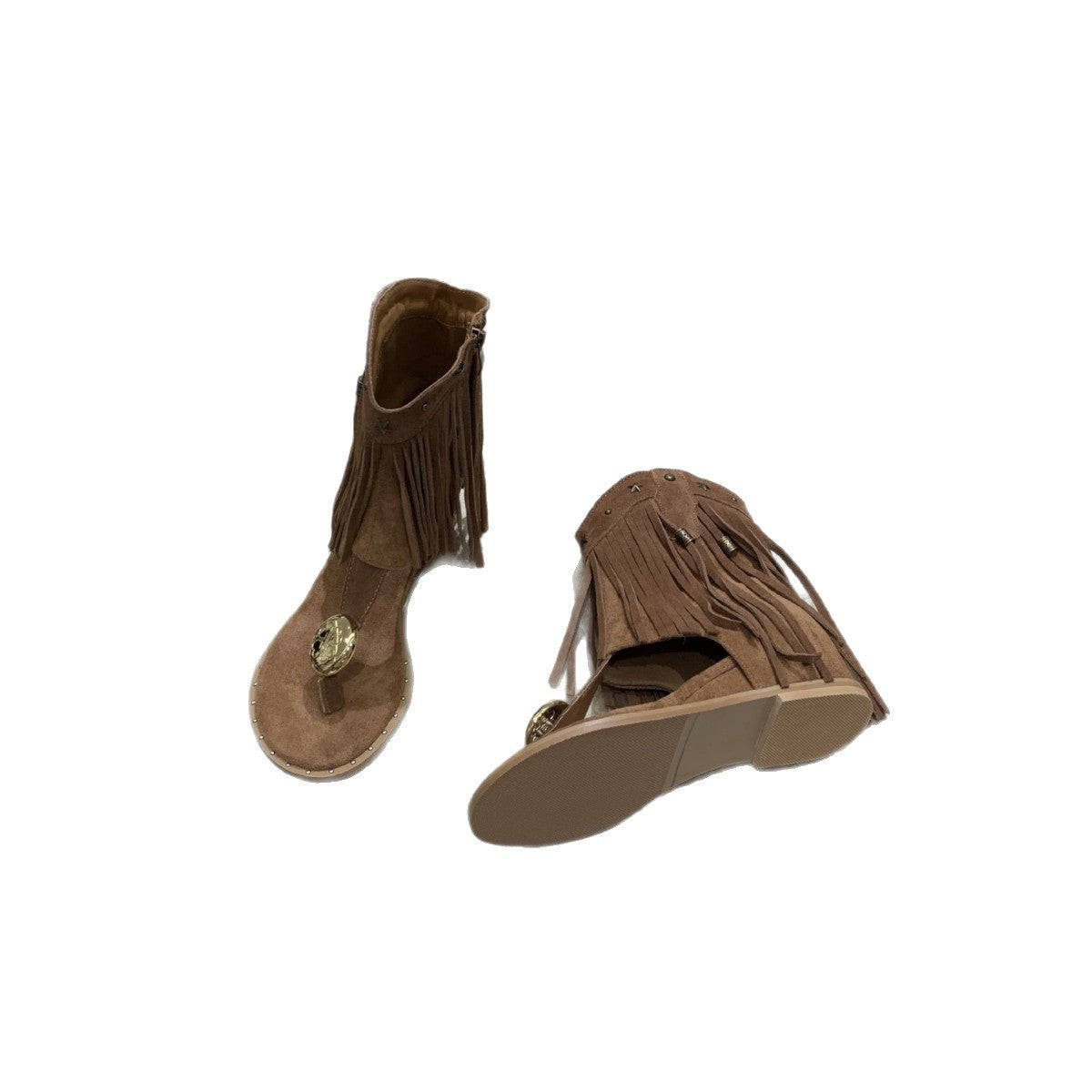 Women's Rivets Flip-flops Summer Height Increasing Insole Women's Leather Boots
