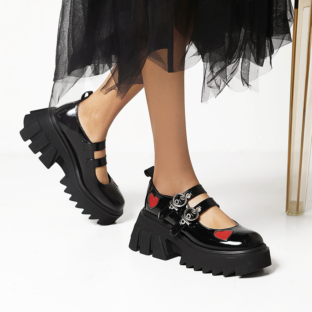 Women's Jane Autumn Platform Preppy Style Small Single-layer Retro Round Leather Shoes