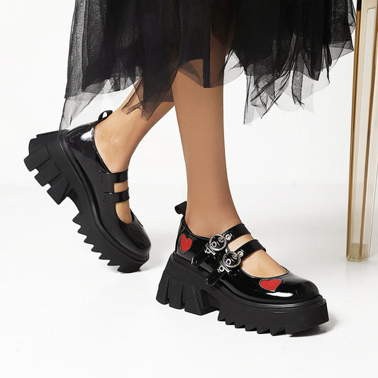 Women's Jane Autumn Platform Preppy Style Small Single-layer Retro Round Leather Shoes