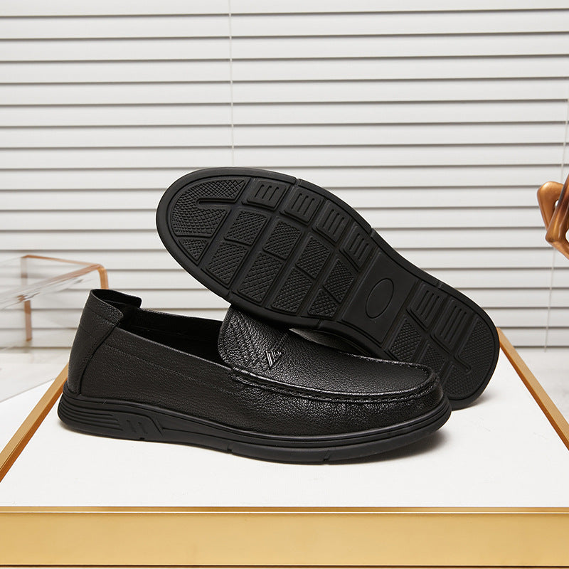 Men's Lightweight Comfortable Small Milled Cowhide Autumn Slip-on Men's Casual Shoes