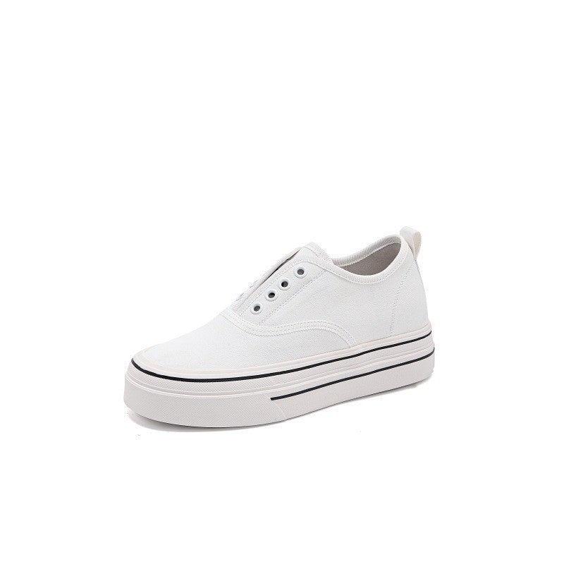Women's Spring Breathable Thick Bottom Soft Without Shoelaces Women's Canvas Shoes