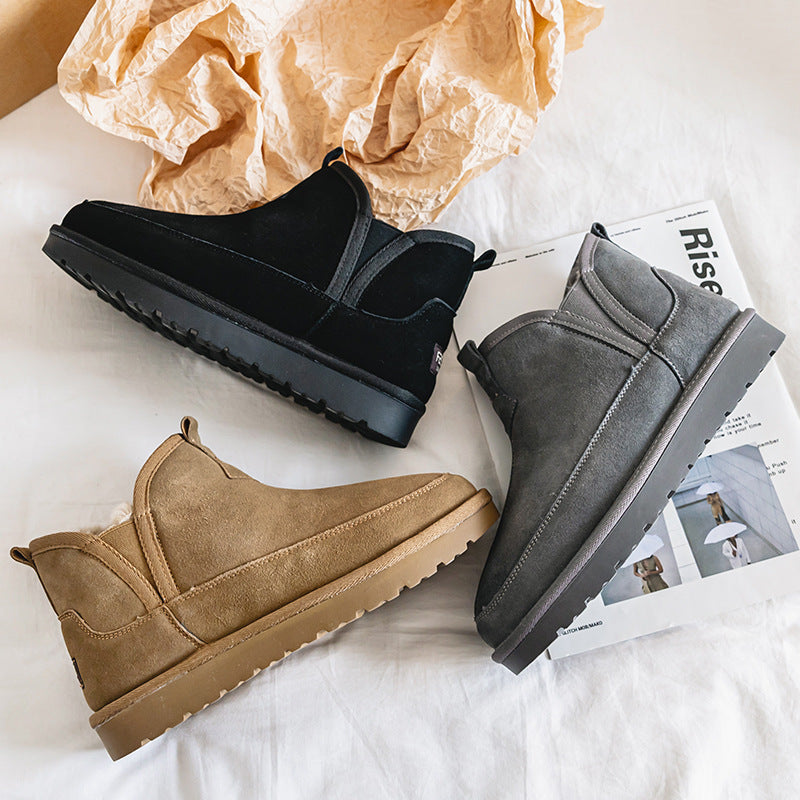 Men's Winter Fleece-lined Thickened Bread Genuine Versatile Snow Boots