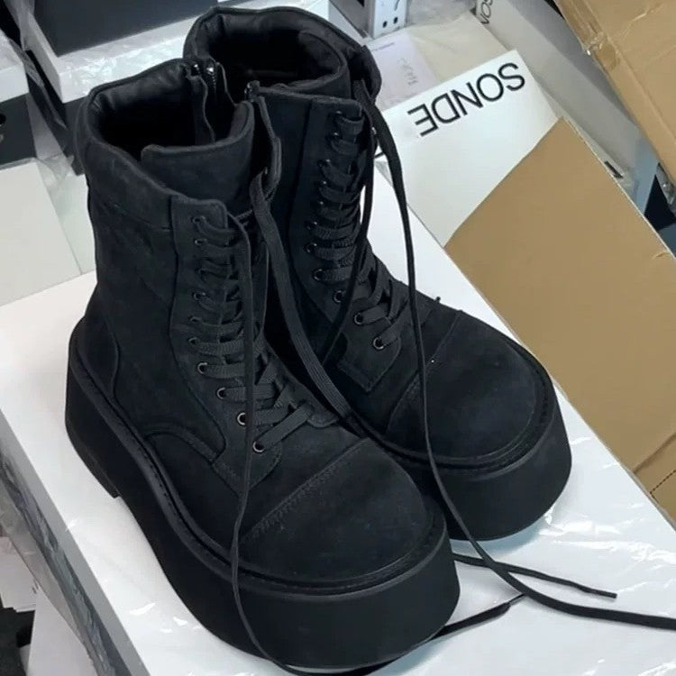 Women's Second Hair Super Thick Bottom Martin Cool Knight Hot Small Women's Leather Boots