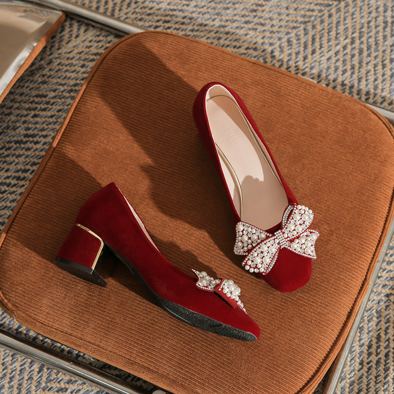 Toe Chunky High Large Size Wedding Bridal Clothing Two-way Banquet Women's Fashion Shoes