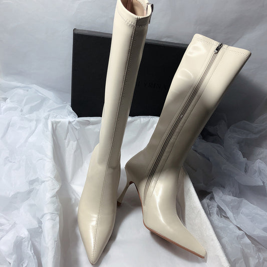 Style Pointed Elastic Thin Simple Solid Boots