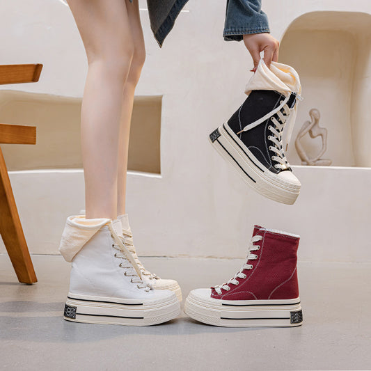 Women's Platform Two-way Hooded Pumps Fashion Women's Canvas Shoes