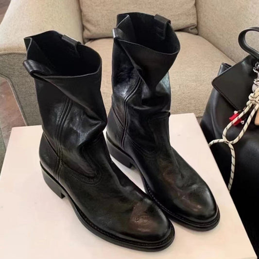 Women's Su Burke Highway Knee-high Chunky Ankle Women's Leather Boots