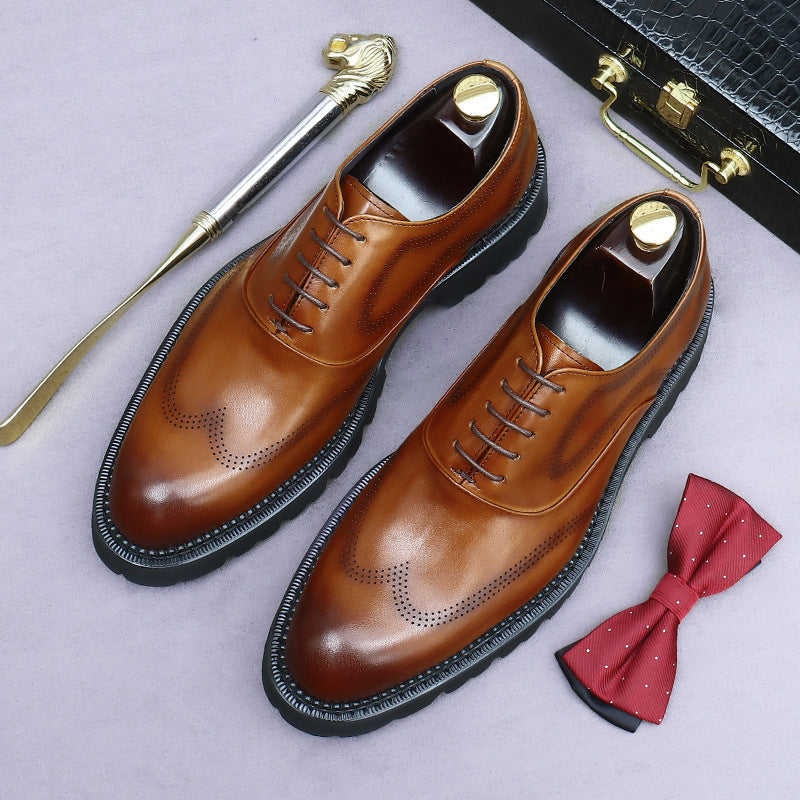 Men's Big Promotion Business British First Layer Leather Shoes