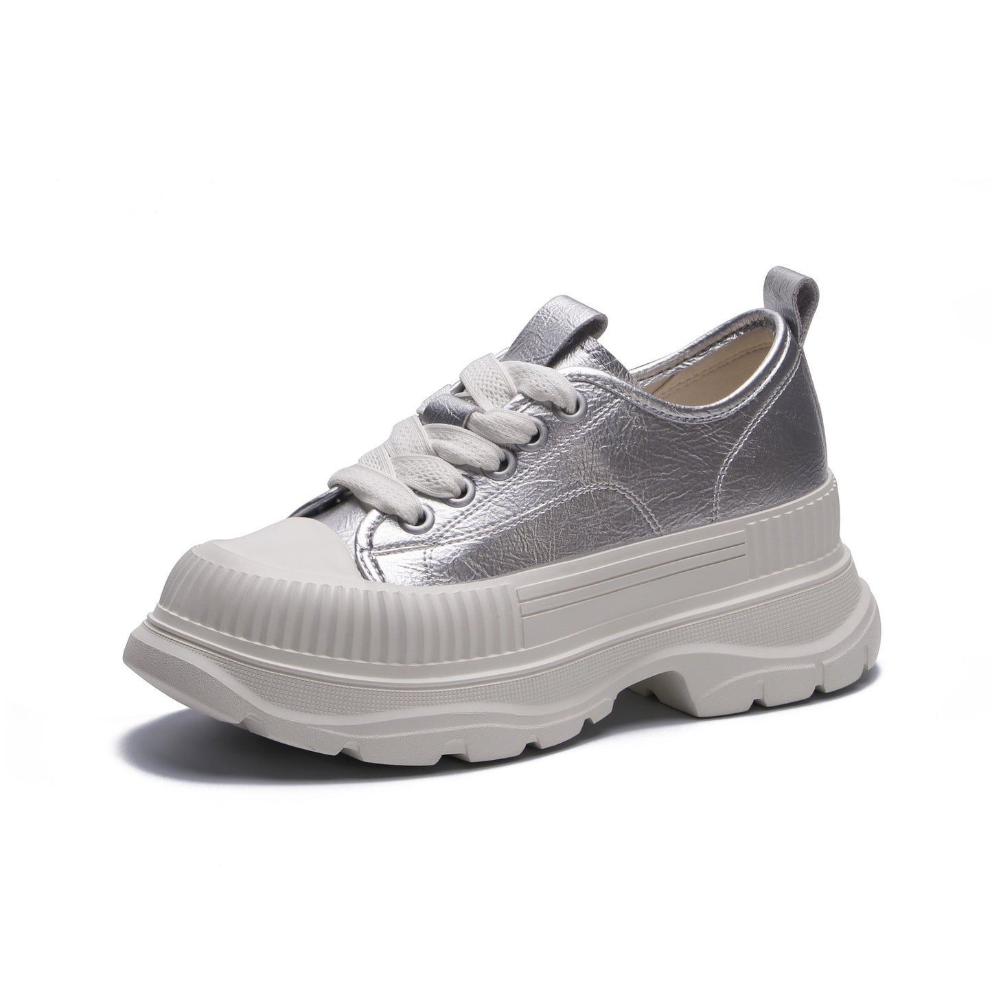 Women's White Platform Winter Sports Height Increasing Casual Shoes