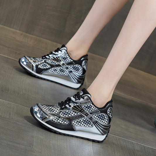Women's Increasing Insole Dad Rubber Net Surface Breathable Women's Casual Shoes
