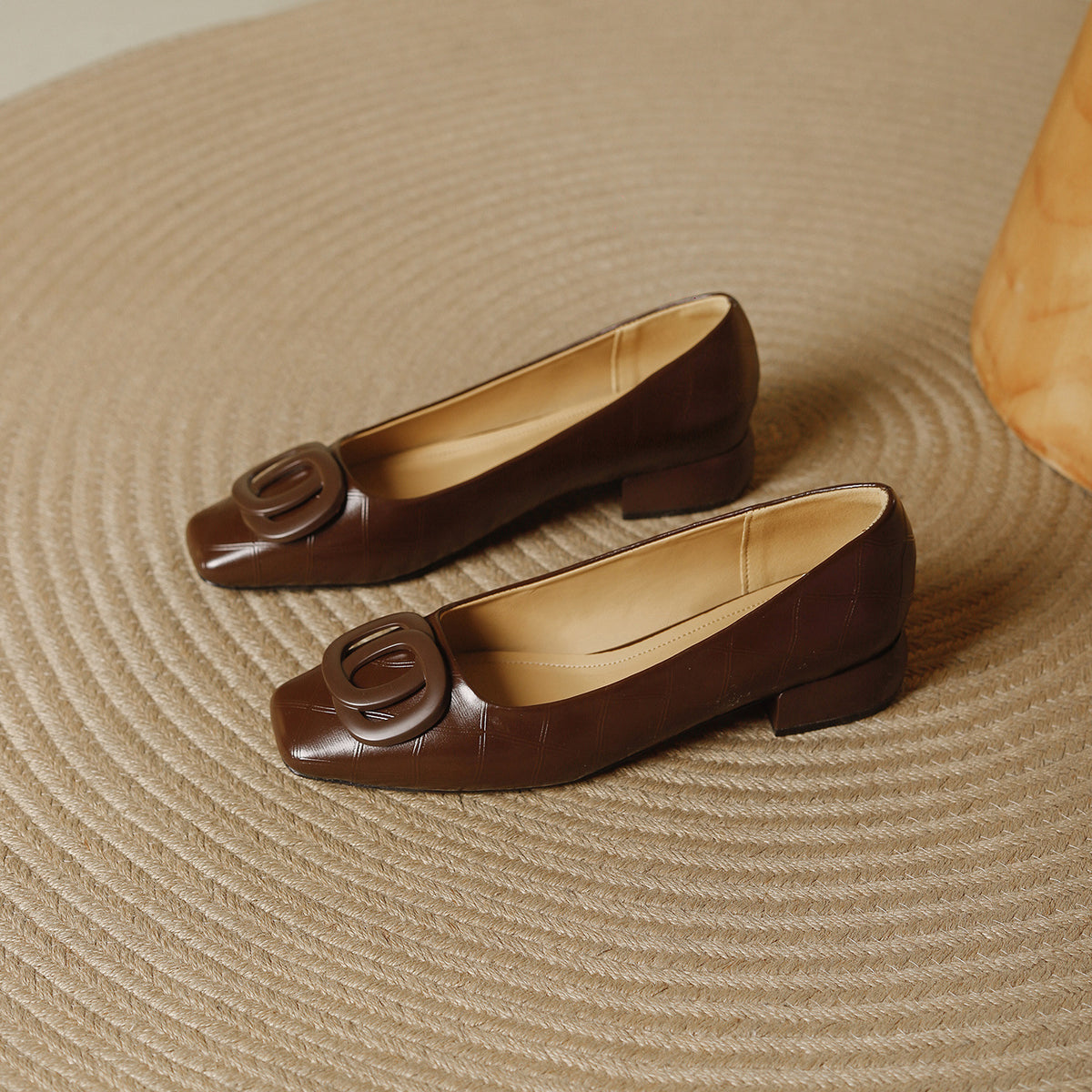 Women's Square Toe Chunky Low-cut Spring Not Tired Feet With Skirt Men's Shoes