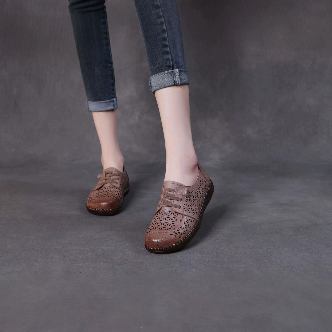 Women's Pumps Flat Hole Retro Platform Mom Women's Casual Shoes