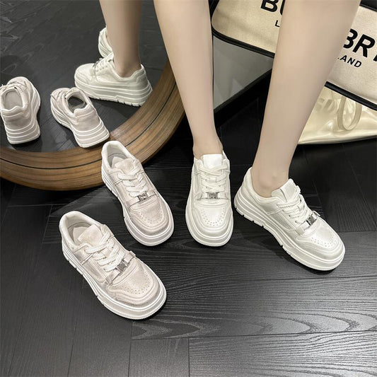 Women's White Platform Autumn Versatile Breathable Stylish Casual Shoes