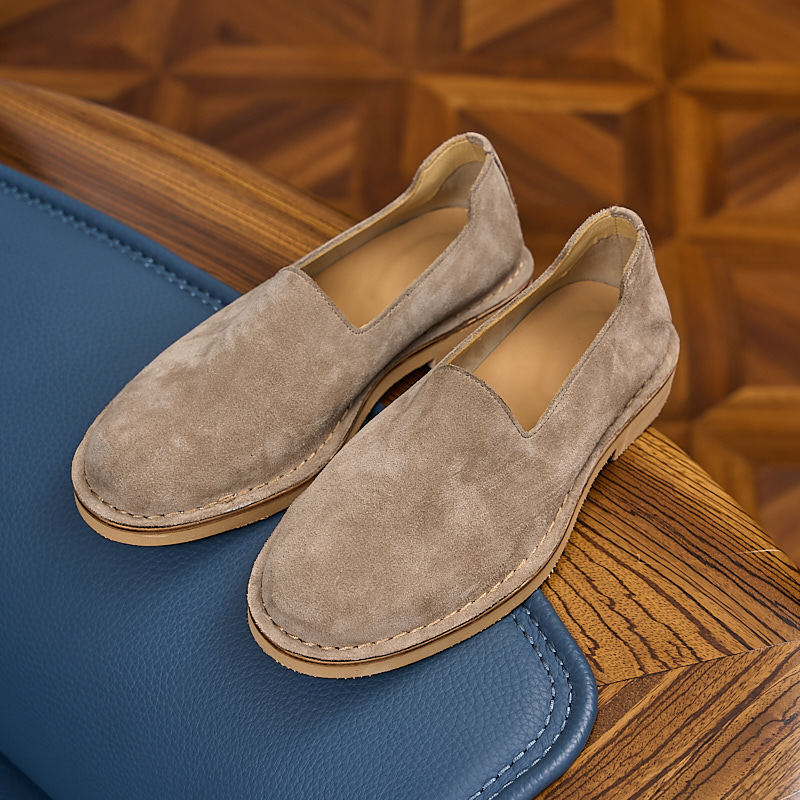Men's Vintage Handmade Stitching Slip-on Lazy Old Money Style Loafers/doug Shoes