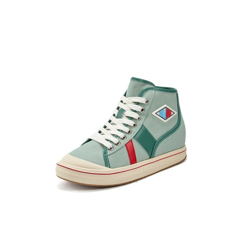 Women's Height Increasing Insole Spring Versatile Sports Thick Bottom Fashion Red Canvas Shoes