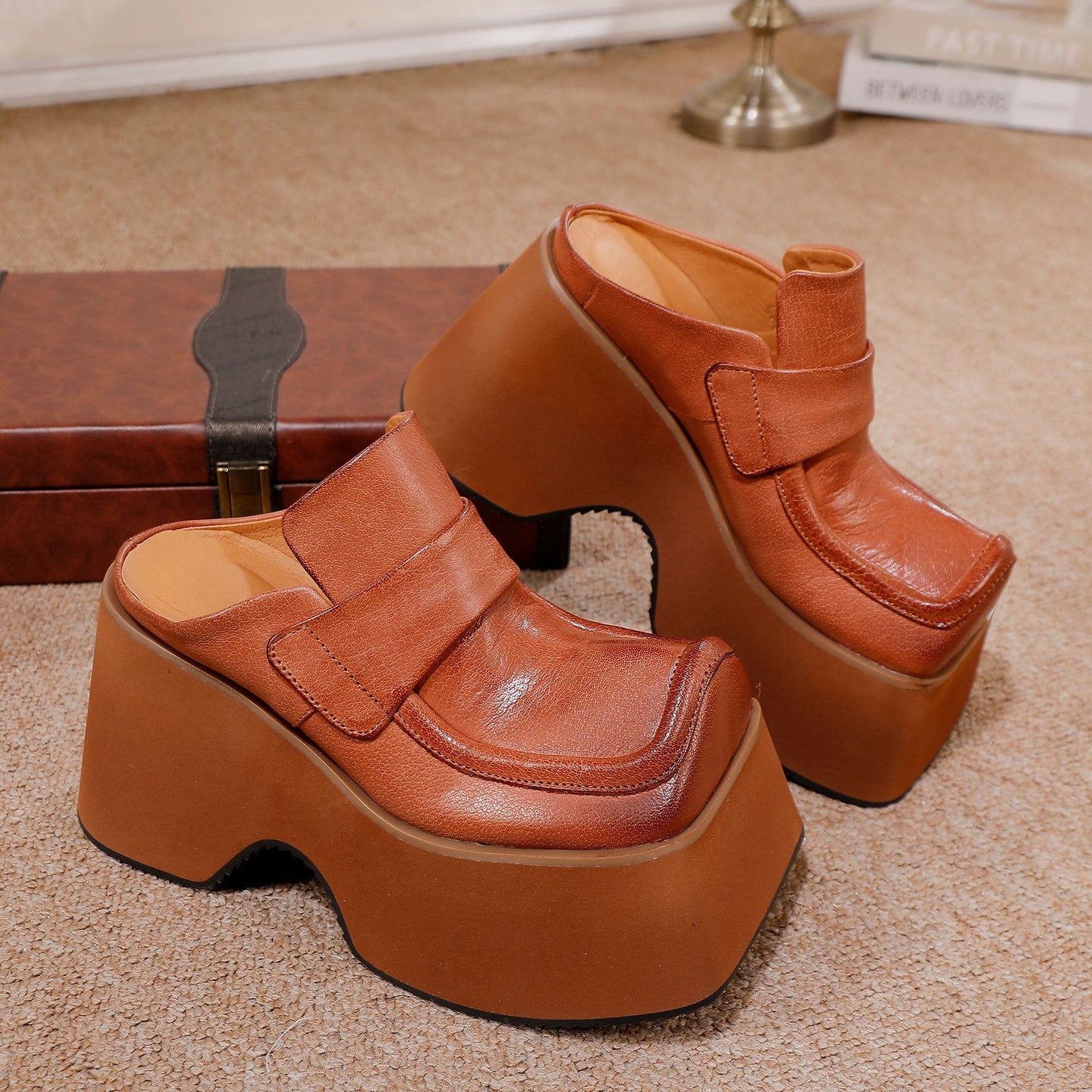 Women's Genuine Platform Muffin Lazy Small Super Sandals