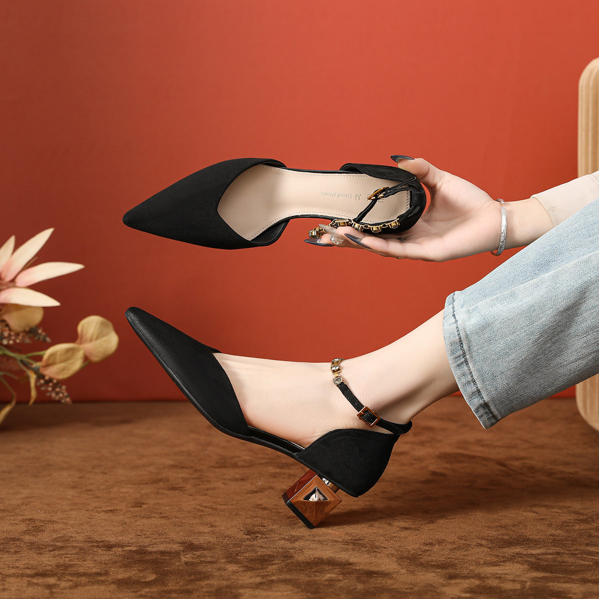 Women's Strap Hollow High Breathable Suede Chunky Women's Shoes