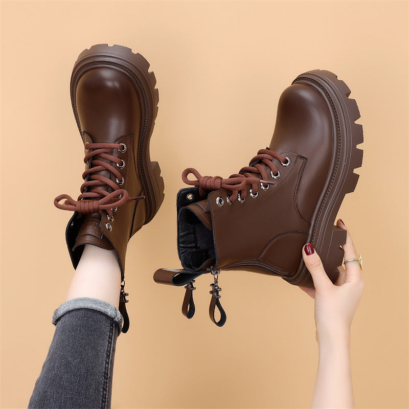 Women's Korean Style Martin British Autumn Thick Bottom Breathable Fried Boots