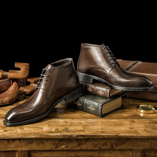 Men's Two-way Winter Pointed Martin Cowhide Boots