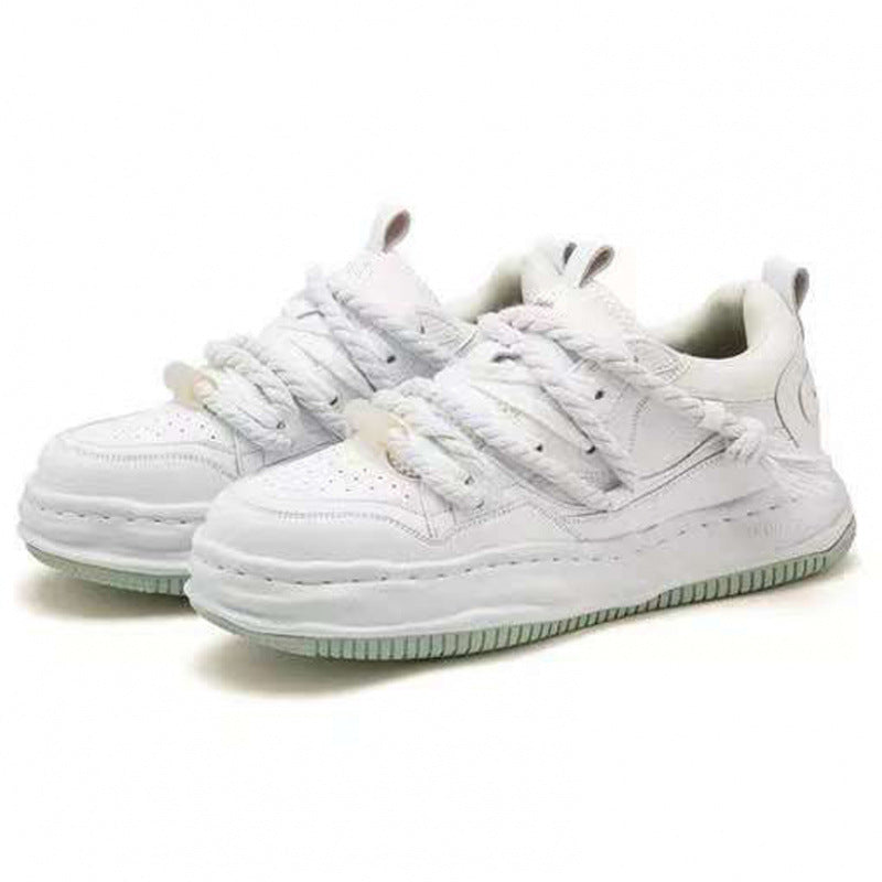 Men's Fashion Black Platform Bread Versatile Men's Shoes