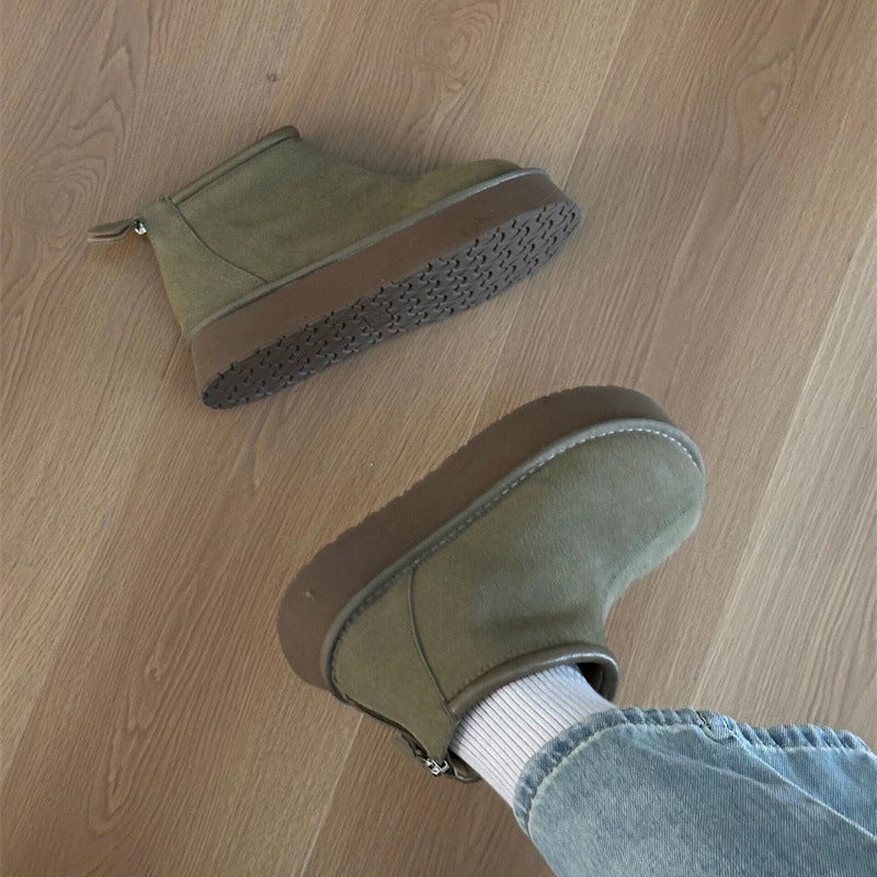 Frosted Short Niche Height Increasing Martin Platform Boots