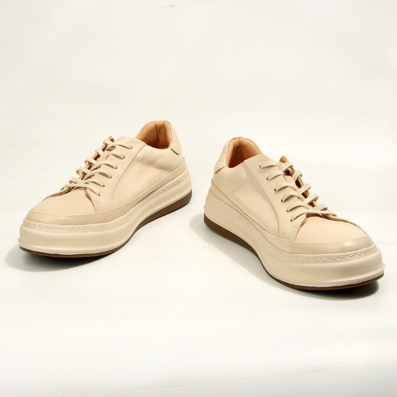 Men's Beige Slightly Dirty Distressed White Board Sneakers