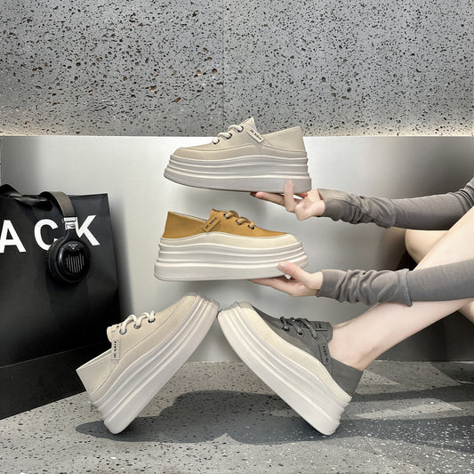 Women's Hot Autumn Height Increasing Insole White Casual Shoes