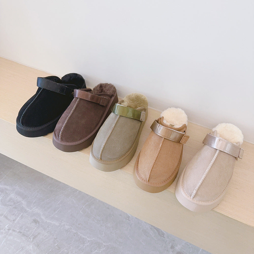 Thickened Fleece-lined Two-way Wear Platform Winter Women's Snow Boots