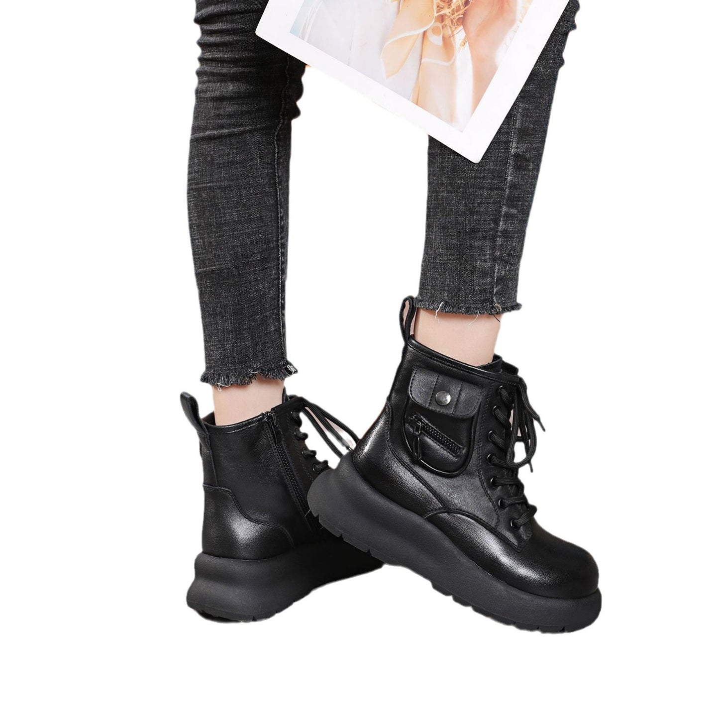 Women's Pure Wool Top Layer Cowhide Winter Boots