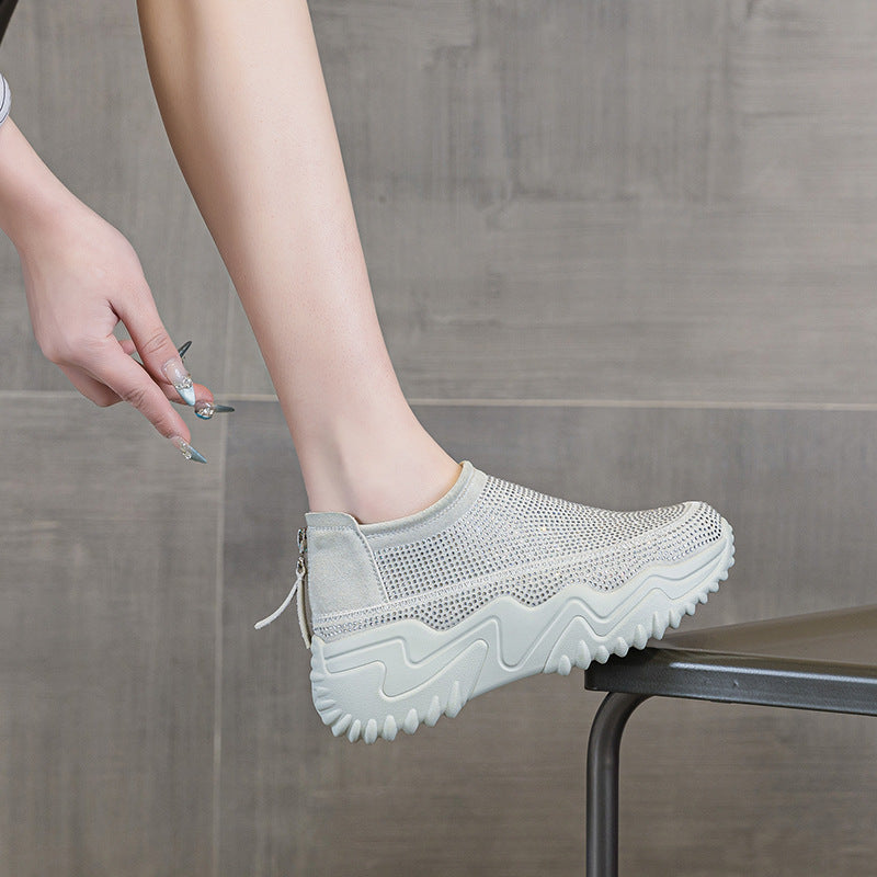Women's Wear Thick-soled Small Closed Toe Height Increasing Hollow Hole Sports Women's Casual Shoes