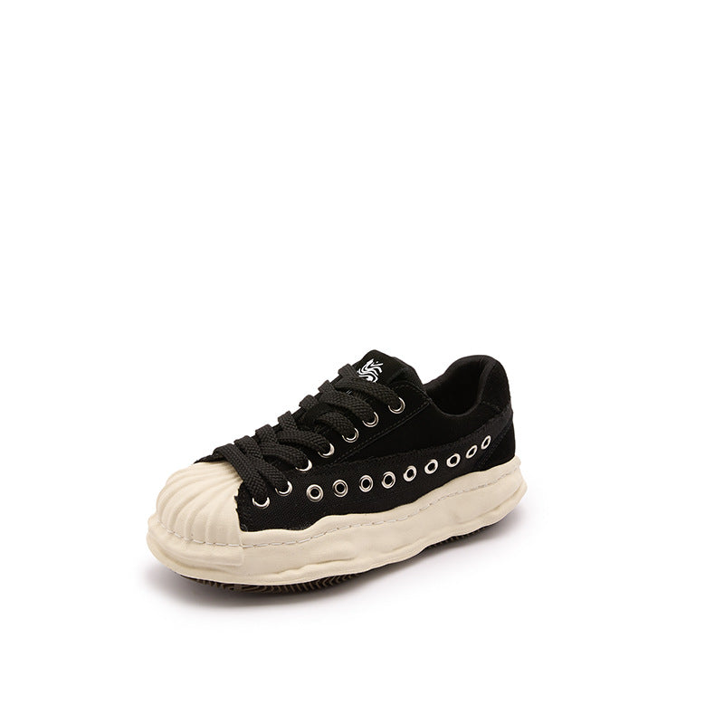 Women's & Men's Stitching Shell Toe Dissoed Design Platform Sneakers