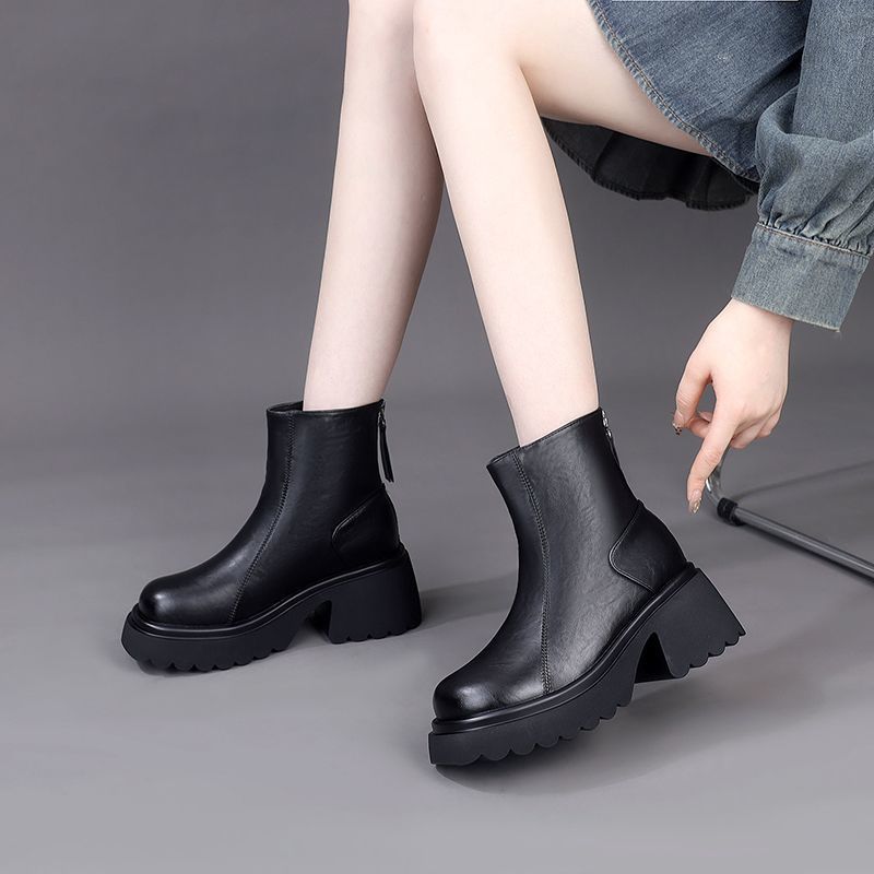 Women's Martin Veet Short Platform Height Increasing Women's Leather Boots